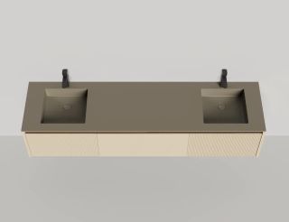 Подвесная тумба Salini Domino 27D120DINF 200см эмаль с фрезеровкой для двух встраиваемых раковин